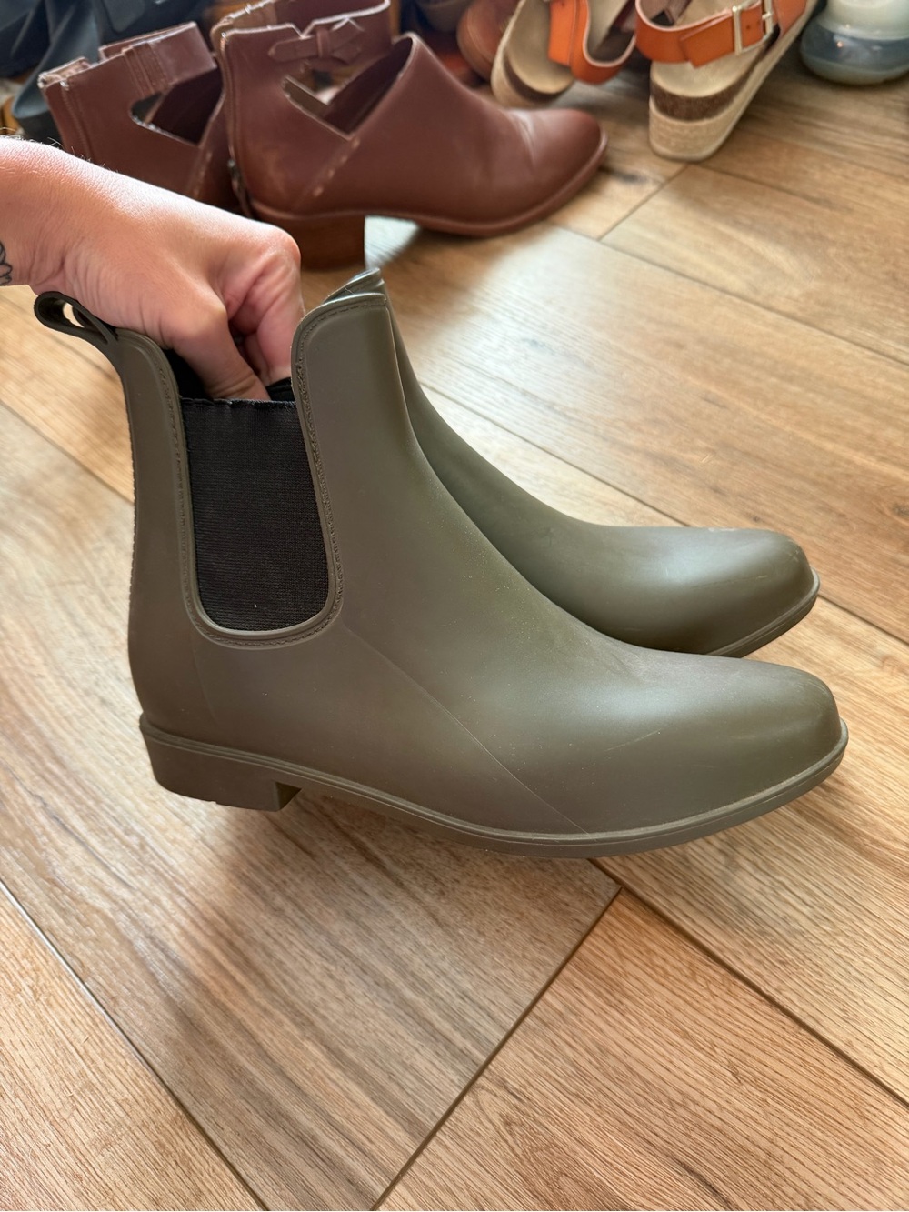 Target Olive Green Chelsea Rain Ankle Boots